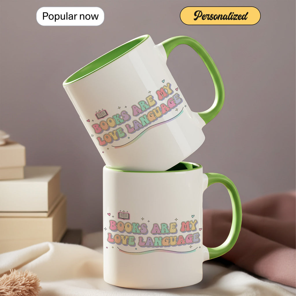 Books Are My Love Language Mug - Cute Book Lover Coffee Cup - Pastel Aesthetic Reader Gift - Bookworm Mug for Women - 11oz 15oz | Mug 158