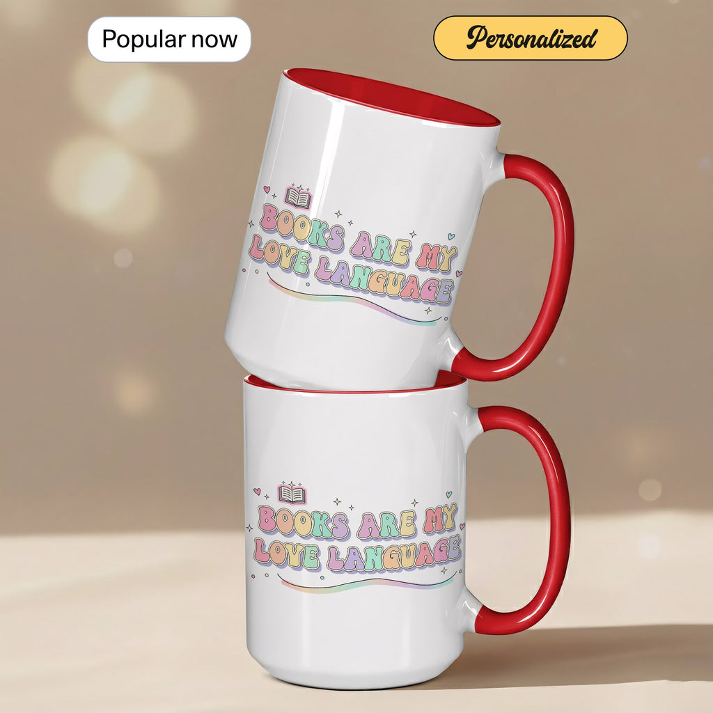 Books Are My Love Language Mug - Cute Book Lover Coffee Cup - Pastel Aesthetic Reader Gift - Bookworm Mug for Women - 11oz 15oz | Mug 158