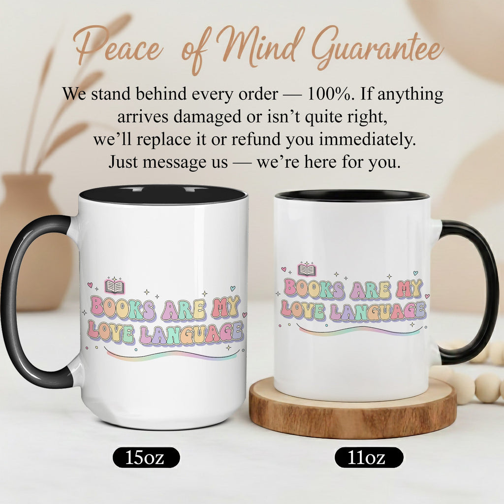 Books Are My Love Language Mug - Cute Book Lover Coffee Cup - Pastel Aesthetic Reader Gift - Bookworm Mug for Women - 11oz 15oz | Mug 158