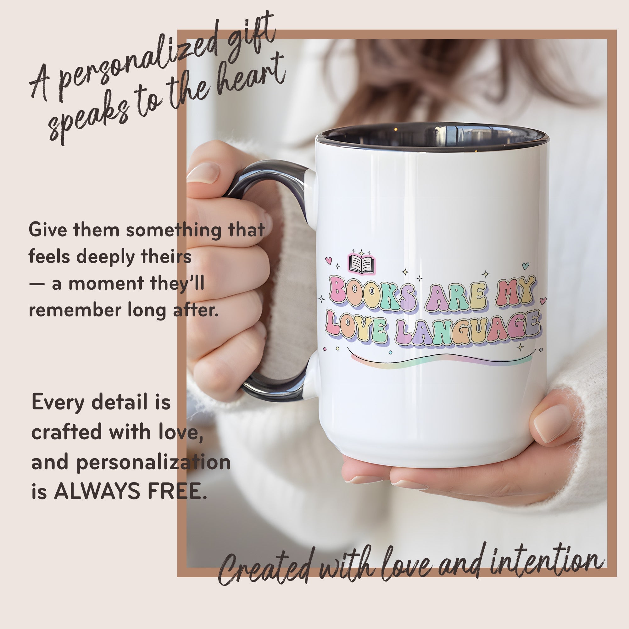 Books Are My Love Language Mug - Cute Book Lover Coffee Cup - Pastel Aesthetic Reader Gift - Bookworm Mug for Women - 11oz 15oz | Mug 158