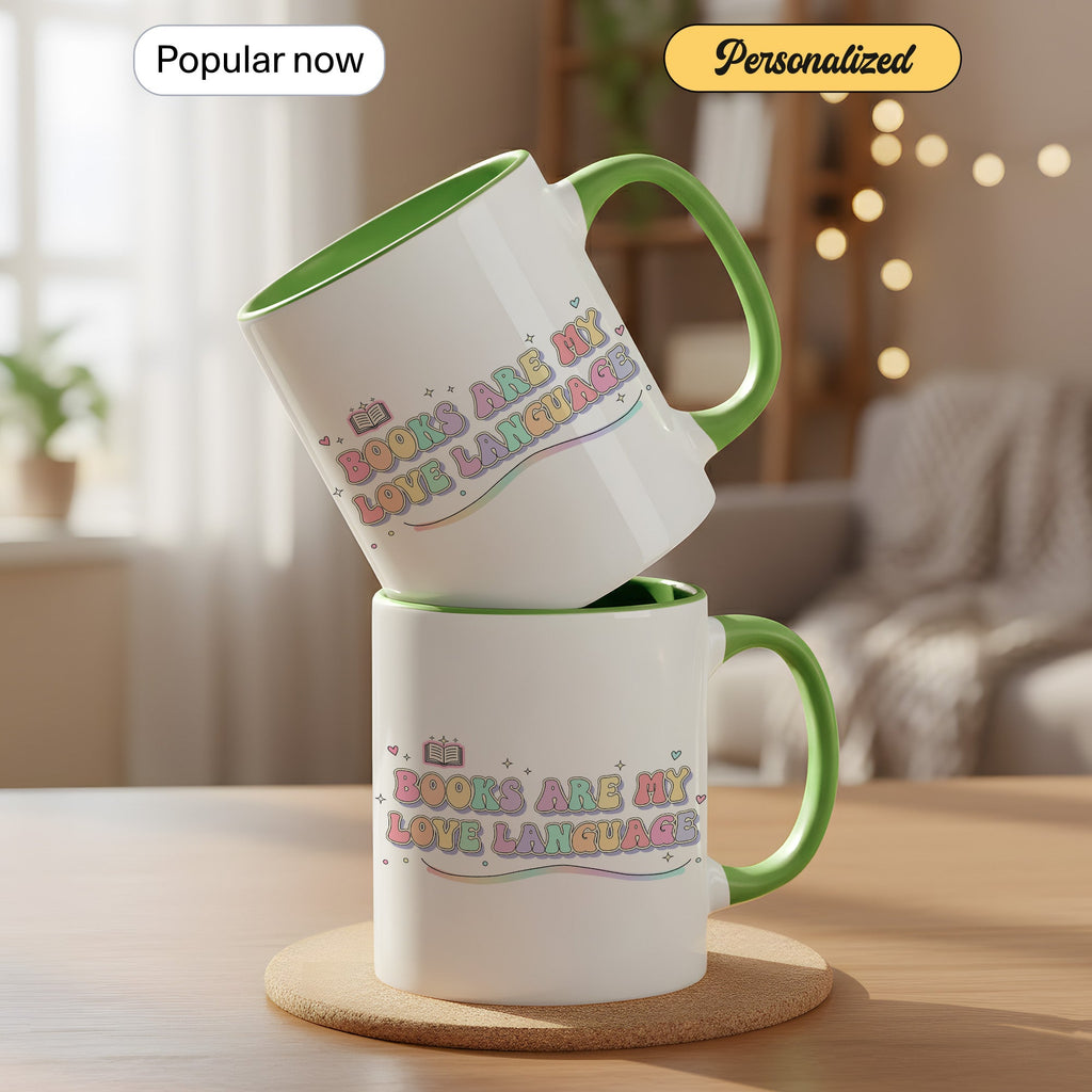 Books Are My Love Language Mug - Cute Book Lover Coffee Cup - Pastel Aesthetic Reader Gift - Bookworm Mug for Women - 11oz 15oz | Mug 158