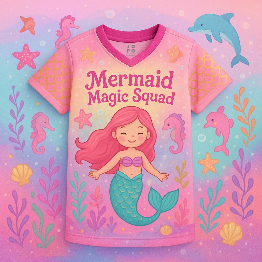 Stunning  mermaid-themed jersey for Young Girls - Customisable