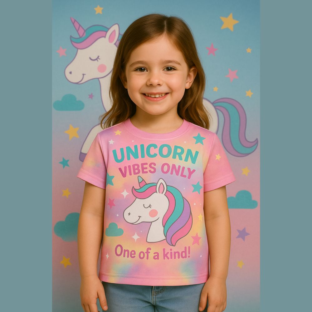 One-of-a-Kind Unicorn Vibes Tee – Magical Rainbow Unicorn Jersey for Girls